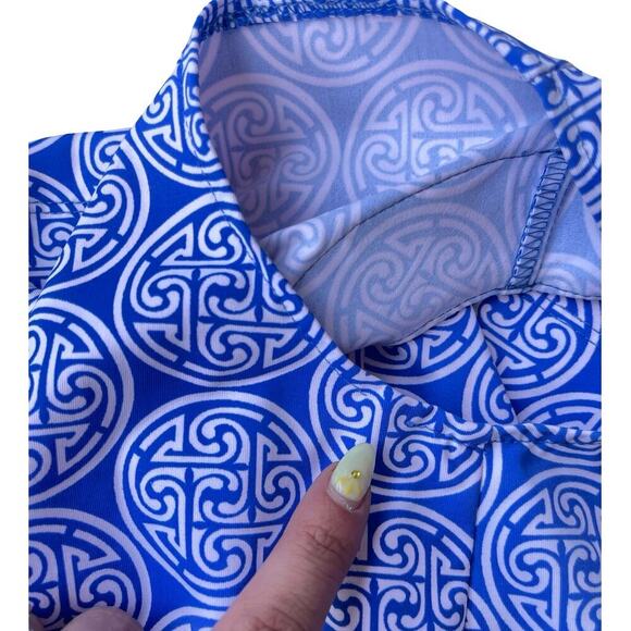 Katherine Way Blue & White Geometric Sleeveless Shift Dress – Size Small - Picture 8 of 10